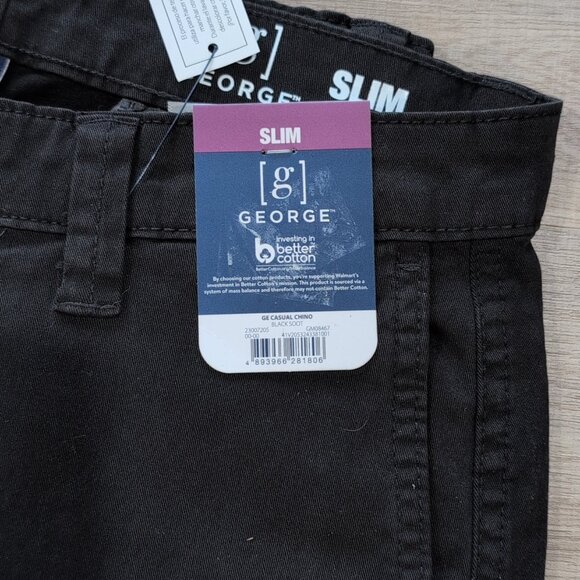 George Slim 28x30 Chinos New With Tags Black Soot - Picture 2 of 4